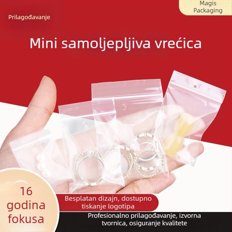 3×4 cm mini Zip-Lock vrećice, PE plastične zatvaračke vrećice za nakit, naušnice i tablete
