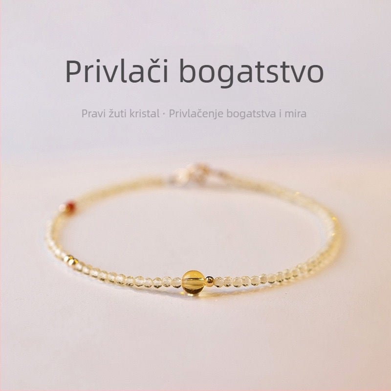 Narukvica – Instagramom nadahnut citrin kristal, 14K dizajn, protiv umora