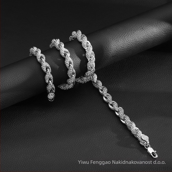 Ogrlica od legure s uvijenim lancem, oblik kabelske pletenice, duljina 21–50 cm, elektroplatiranje