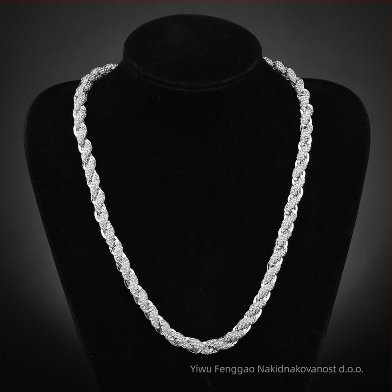 Ogrlica od legure s uvijenim lancem, oblik kabelske pletenice, duljina 21–50 cm, elektroplatiranje