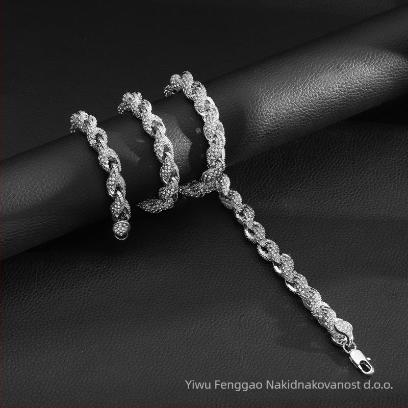 Ogrlica od legure s uvijenim lancem, oblik kabelske pletenice, duljina 21–50 cm, elektroplatiranje