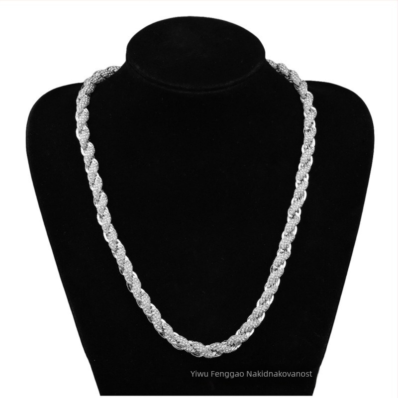 Ogrlica od legure s uvijenim lancem, oblik kabelske pletenice, duljina 21–50 cm, elektroplatiranje