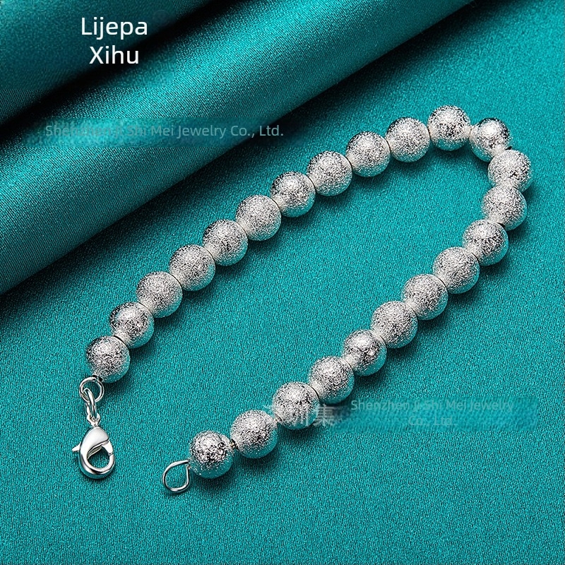 West Lake Beauty Srebrna narukvica za žene s matiranim šupljim kuglicama