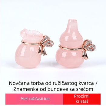 Ogrlica od ružnog zlata s elektroplatiranim privjeskom od ružnog kvarca u obliku tikve, porijeklo Shanwei, univerzalni stil