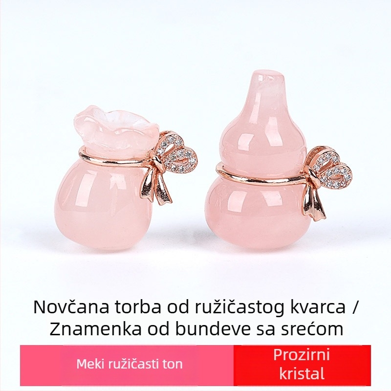 Ogrlica od ružnog zlata s elektroplatiranim privjeskom od ružnog kvarca u obliku tikve, porijeklo Shanwei, univerzalni stil