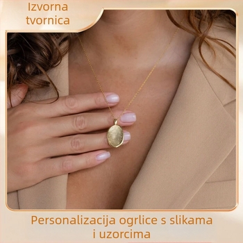 Bakrena ogrlica s graviranim otiskom prsta, križna lančana, ženski stil, prilagodba po izboru, nepravilnog oblika