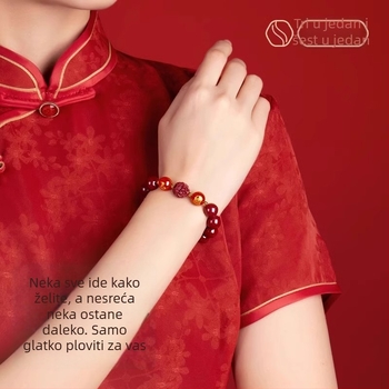 Unisex narukvica od cinnabara s crvenim pijeskom i dvanaest kineskih zodijačkih životinja