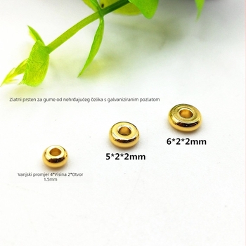 Pozlaćene perle od nehrđajućeg čelika za nakit, 3–6 mm, vakuumsko premazivanje