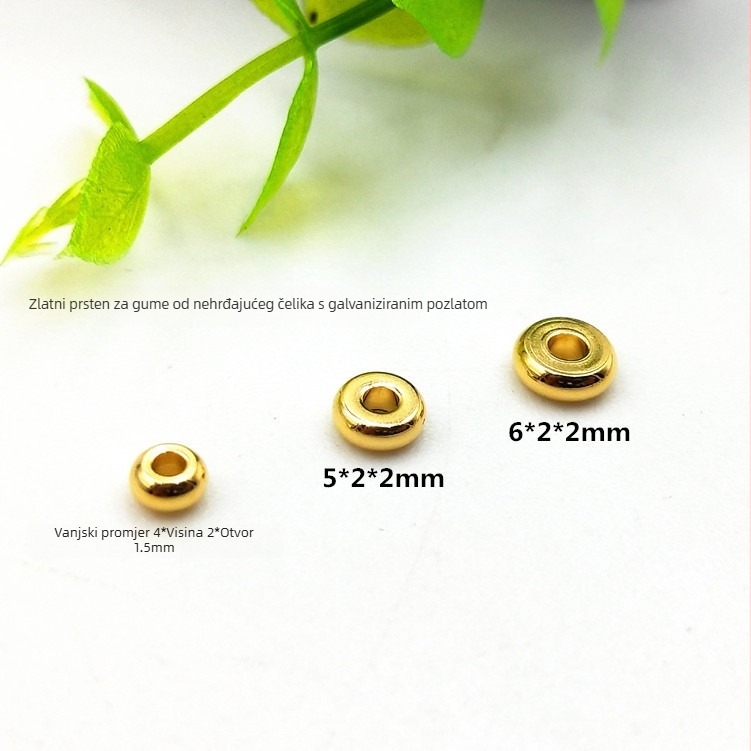 Pozlaćene perle od nehrđajućeg čelika za nakit, 3–6 mm, vakuumsko premazivanje