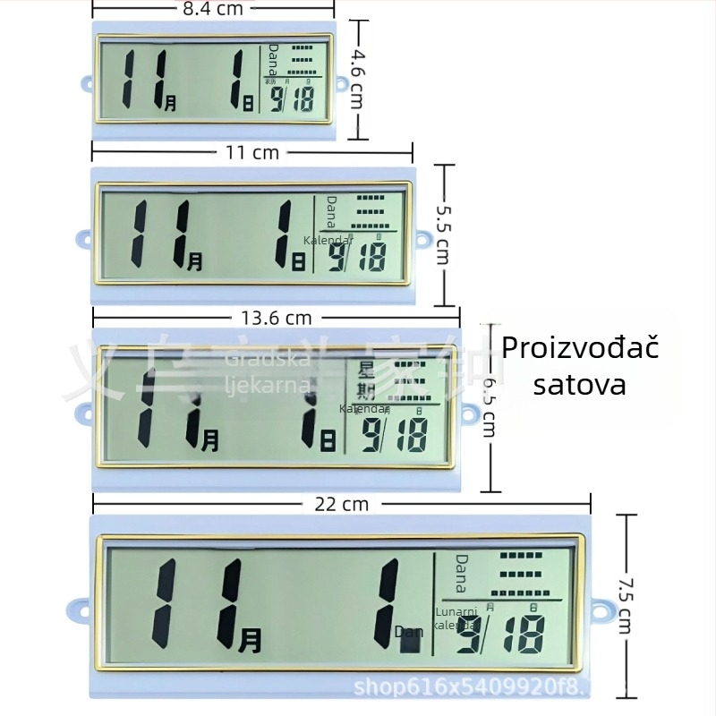Vječni kalendar sat s LCD prikazom, kvarcni sat, ukras za vješanje