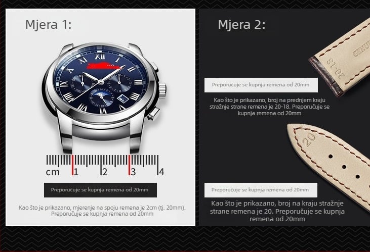 Remen za sat od prave kože, Napa uzorak, 500 kom, GETALIA/Getaria