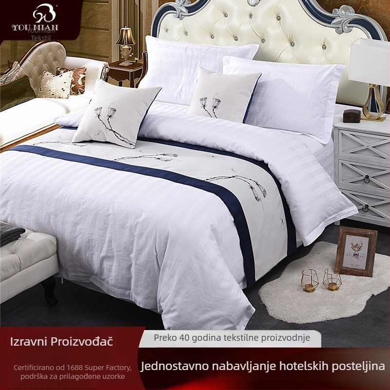 Hotelski set posteljine od poliestersko-pamučne smjese, floralni uzorak, moderan minimalistički stil, branda Excellent Cotton, kvaliteta: kvalificiran proizvod