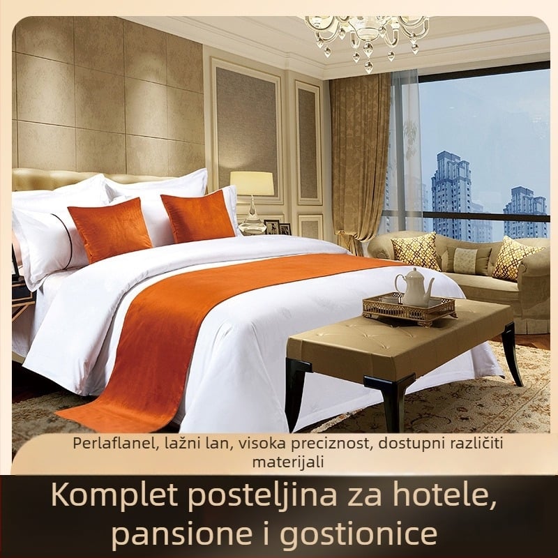 Hotelski runner za krevet s prugastim uzorkom, poliester, japanski stil, mogućnost prilagodbe, tiskano logo