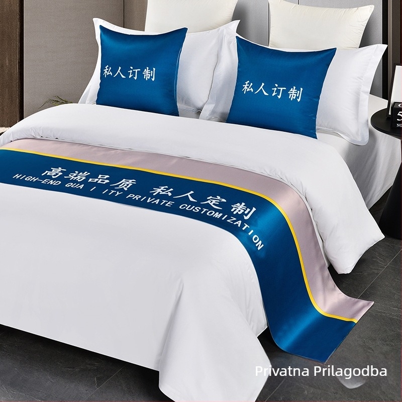 Hotelski runner za krevet — moderan minimalistički dizajn, geometrijski apstraktni uzorak, visokokvalitetan materijal, mogućnost prilagodbe