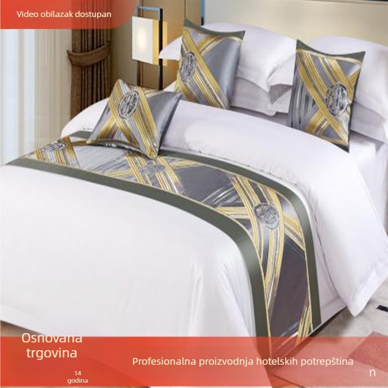 Hotelski set posteljine, poliester, stil laganog luksuza, geometrijska apstrakcija