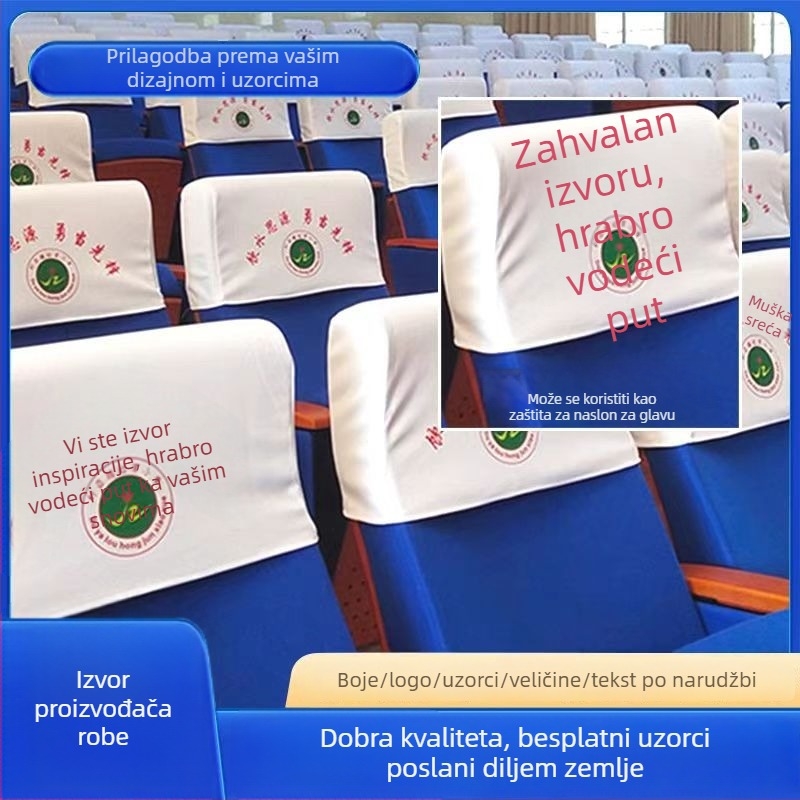 Set navlaka za naslon stolca za kino, školu i dvoranu – poliester sa spandexom, lagani luksuz, pravokutni oblik