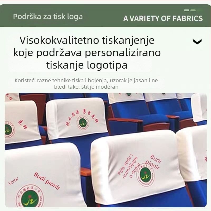 Set navlaka za naslon stolca za kino, školu i dvoranu – poliester sa spandexom, lagani luksuz, pravokutni oblik