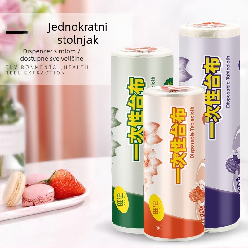 Jednokratni okrugli stolnjak od plastike (PE), debljina 1C, s ispisanim logom, mogućnost prilagodbe