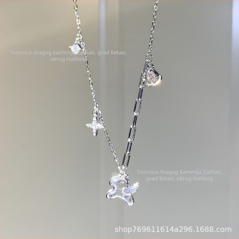 Srebro 925 ogrlica s kristalnim ugradom – Novi kineski stil, Personalizirani trend