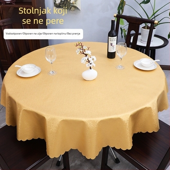 PU stolnjak u europskom stilu, vodootporan i otporan na masnoću, protiv opeklina, jednostavan za čišćenje, veliki okrugli stolnjak za kućnu i hotelsku upotrebu