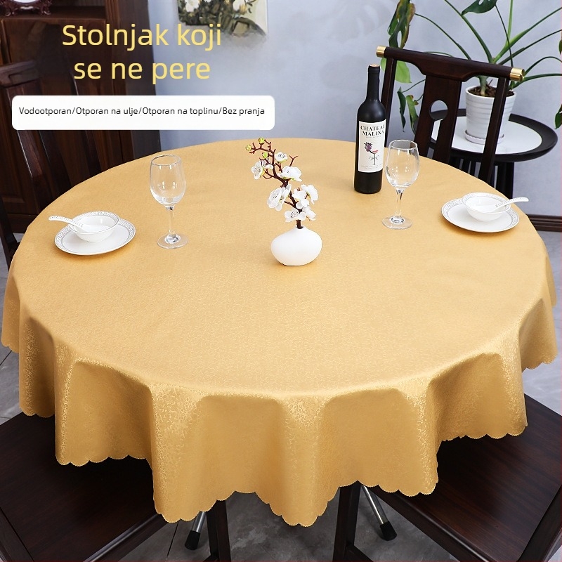 PU stolnjak u europskom stilu, vodootporan i otporan na masnoću, protiv opeklina, jednostavan za čišćenje, veliki okrugli stolnjak za kućnu i hotelsku upotrebu