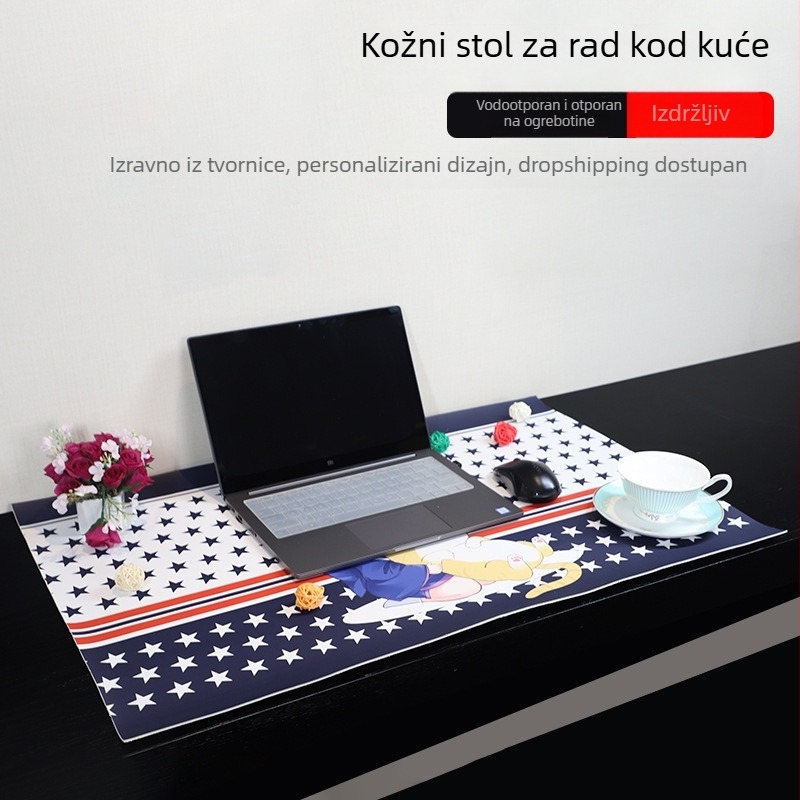 Yicai PU koža vodootporna anti-slip pravokutna podloga za stol i miš, nordijski stil