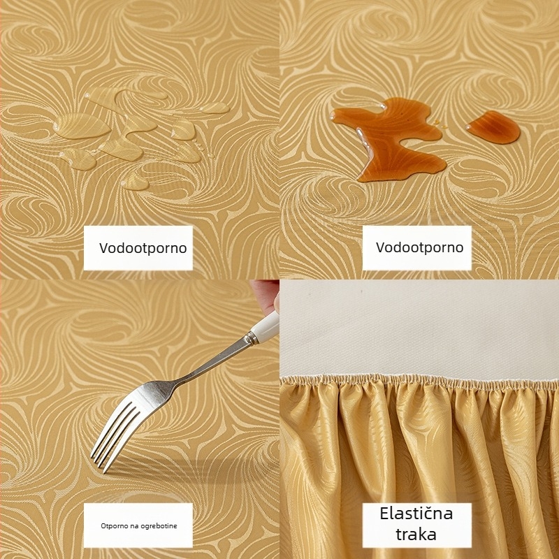 Okrugli stolnjak s protukliznim elastičnim dijelom, vodootporan, otporan na masnoće, otporan na visoke temperature, PVC materijal, nordijski stil, uzorak biljaka i cvijeća