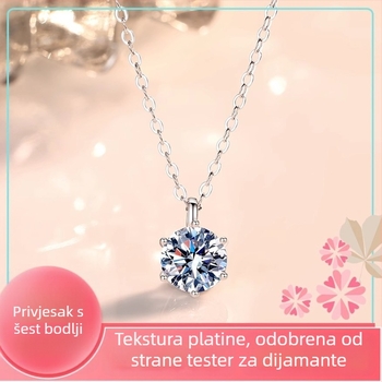 Moissanitni ogrlica od srebra 925, 1 ct, šestokraki držač, O-lanac, za žene