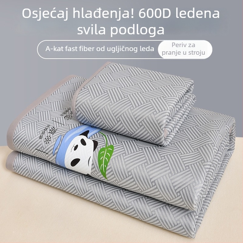 Set od 3 podnih prostirki za krevet — ledena svila, viskoza vlakna, sklopive, tiskana tkanina