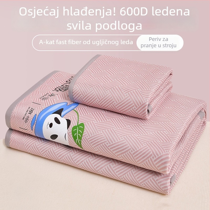 Set od 3 podnih prostirki za krevet — ledena svila, viskoza vlakna, sklopive, tiskana tkanina