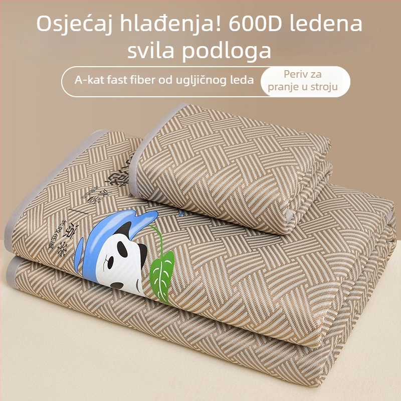 Set od 3 podnih prostirki za krevet — ledena svila, viskoza vlakna, sklopive, tiskana tkanina