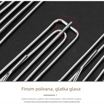 Kuke za zavjese od nehrđajućeg čelika, četverozubni dizajn, klipse i kopče