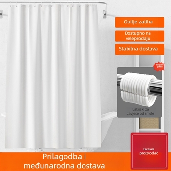 PEVA zavjesa za tuširanje, moderni minimalistički stil, jednobojna, vodootporna za kupaonicu, s kukicama