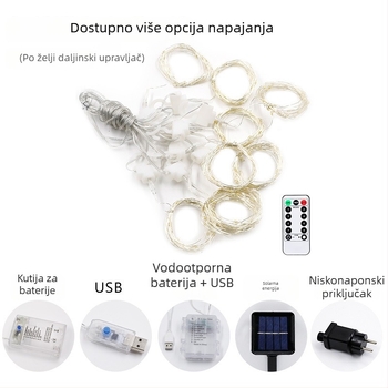Zavjesno svjetlo s bakrenim vodom, daljinsko upravljanje, 200 lm, 5V, IP65, regulabilno — model QG300