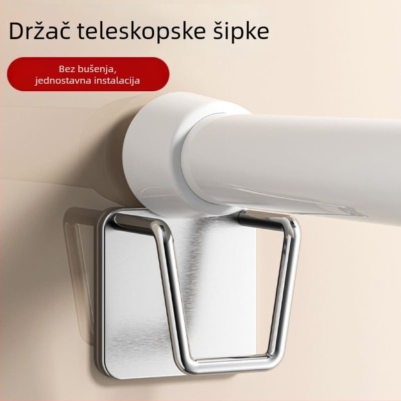 Teleskopski nosač zavjese s ljepilom – bez bušenja, od plastike, moderni minimalistički stil, nosivost do 1 kg