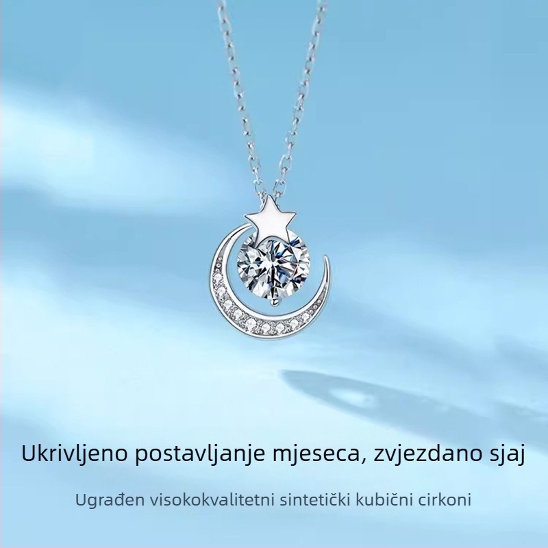 Lančić od srebra 925 sa privjeskom u obliku zvijezde i cirkonima, ženski modni stil