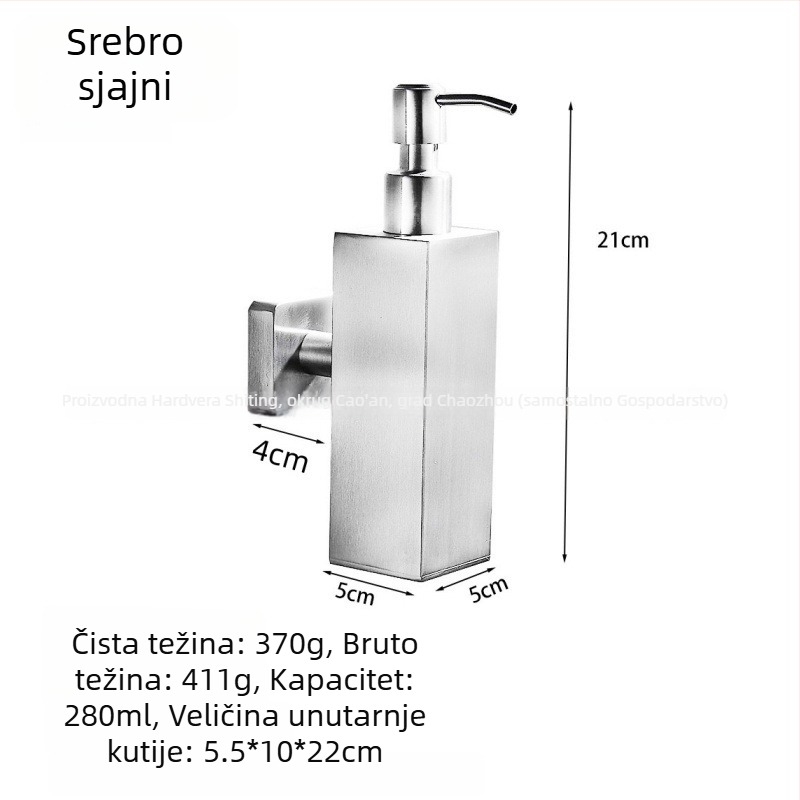 Dizpenzer za sapun od nehrđajućeg čelika, zidni, ručno pritiskanje, 304 nehrđajući čelik, crno brušena površina, moderni minimalistički dizajn