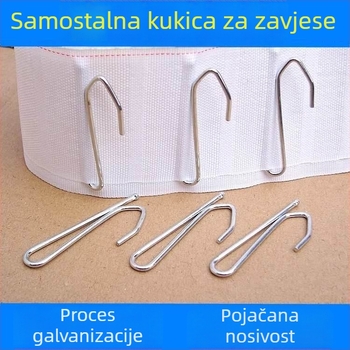 68 mm jedini S kuka za zavjese, za plisane zavjese, elektroplatirani željezni spoj