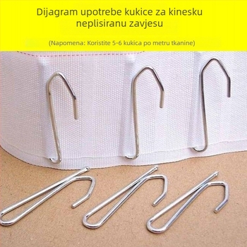 68 mm jedini S kuka za zavjese, za plisane zavjese, elektroplatirani željezni spoj