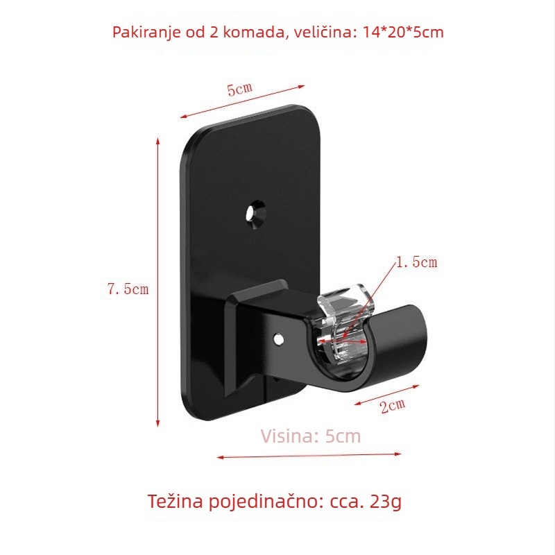 Magic art ABS Držač za tuš-zavjesu s klipom i ljepilom – dugački štapni oblik, jednostavan stil, moderni minimalistički dizajn, nosivost 1–3 kg