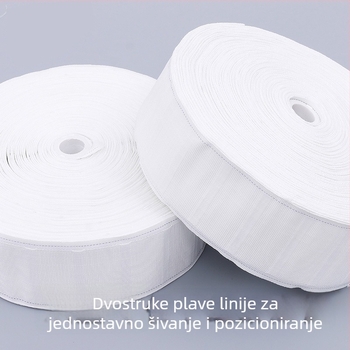 Traka za zavjese s kukama, širina 7 cm, razmak rupa 2,5 cm, bijela, 10 godina jamstva