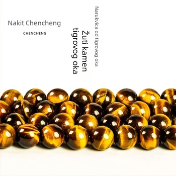Niz od kuglica Tiger's Eye Bar, poliran i sjajan, Chencheng Jewelry, izlazak jesenas 2025, stil Fashion OL