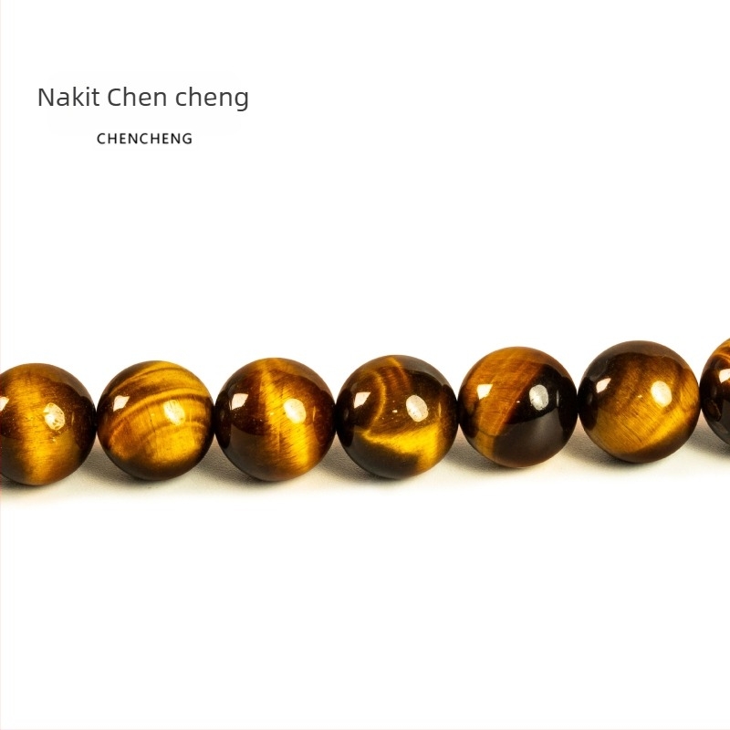 Niz od kuglica Tiger's Eye Bar, poliran i sjajan, Chencheng Jewelry, izlazak jesenas 2025, stil Fashion OL