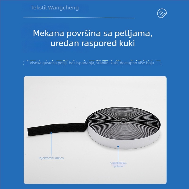 Velcro traka od najlona i poliestera, dvostrano samoljepljiva traka Hook‑and‑Loop, za cipele, zaštitnu opremu, ruksake, odjeću i prozore s mrežom
