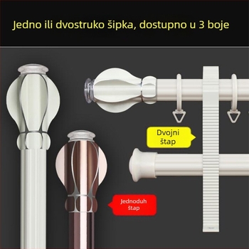 Rimska zavjesa šipka, aluminijska legura, model JH1003, marka Jiamai, dekorativna glava i prsten nosača, moderni minimalistički stil