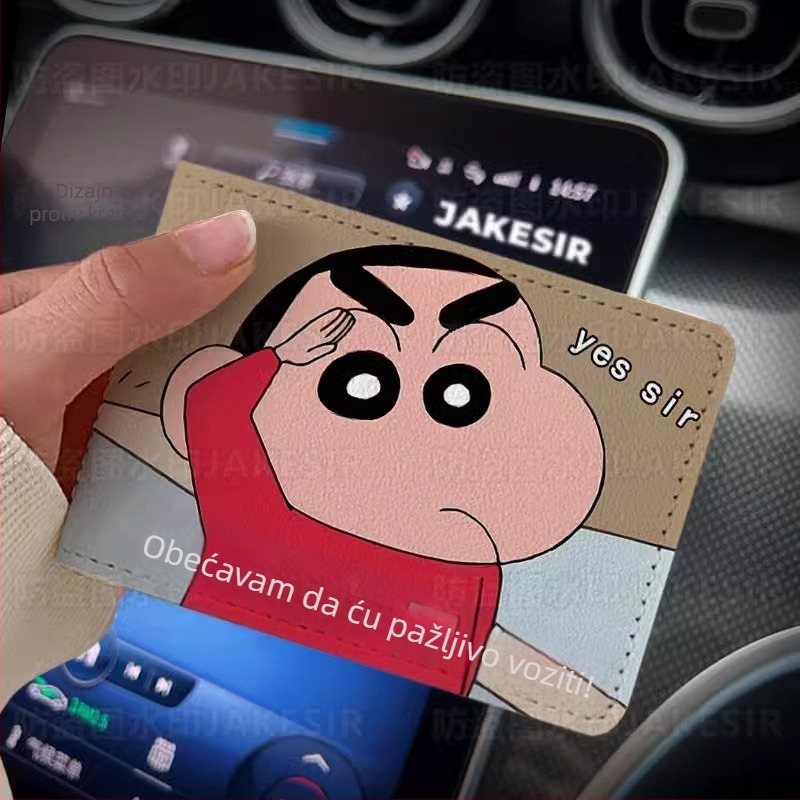 Držač vozačke – Crayon-stil Personalizirana kožna futrola za automobil, zaštitni poklopac, unisex; Materijal: PU; Podstava: umjetna koža