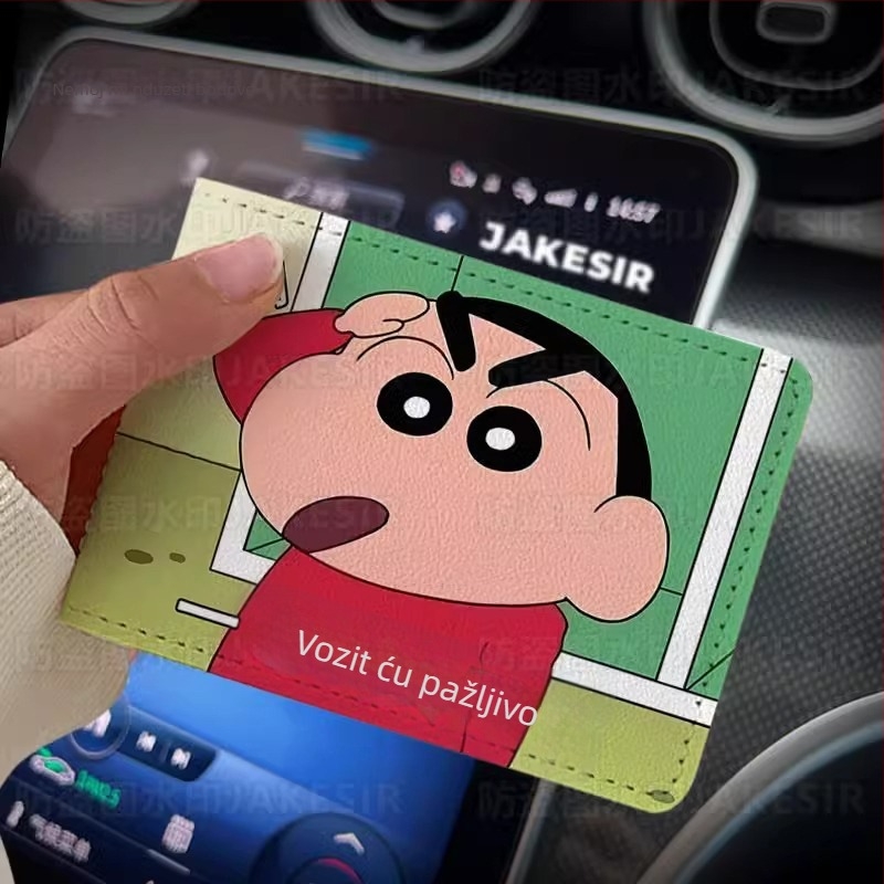 Držač vozačke – Crayon-stil Personalizirana kožna futrola za automobil, zaštitni poklopac, unisex; Materijal: PU; Podstava: umjetna koža