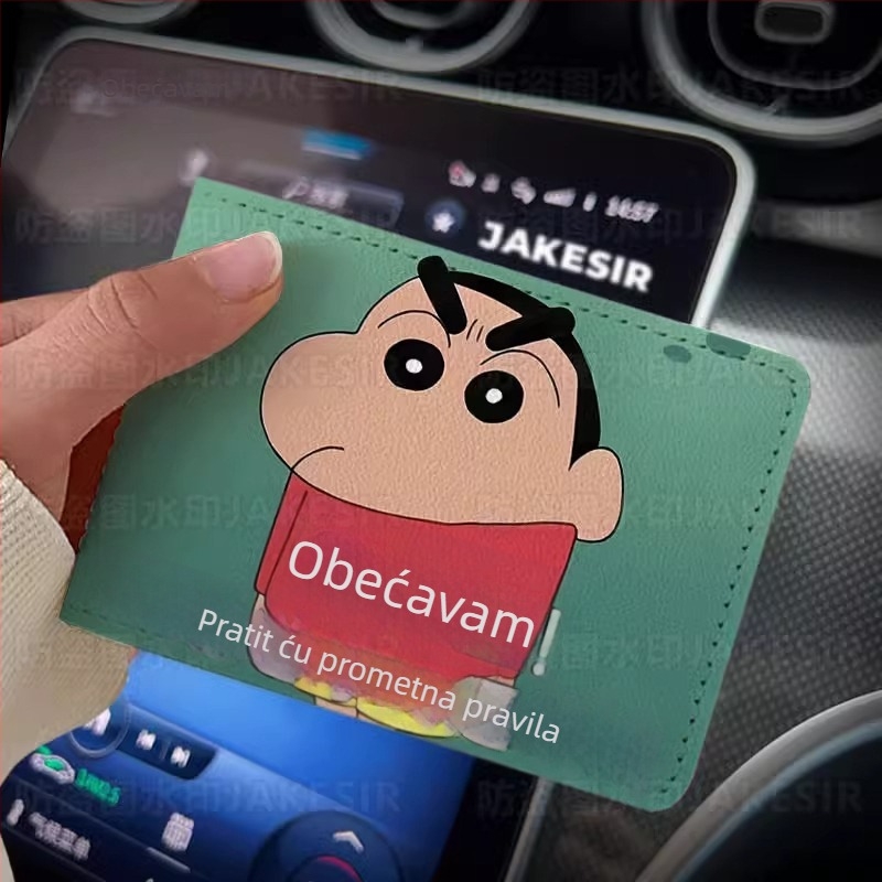 Držač vozačke – Crayon-stil Personalizirana kožna futrola za automobil, zaštitni poklopac, unisex; Materijal: PU; Podstava: umjetna koža