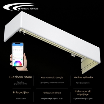 Kutija za zavjese s integriranim gornjim vodilom, tijelo od aluminijske legure, model 2000, marka Overtaking on Curve, stil moderni minimalizam