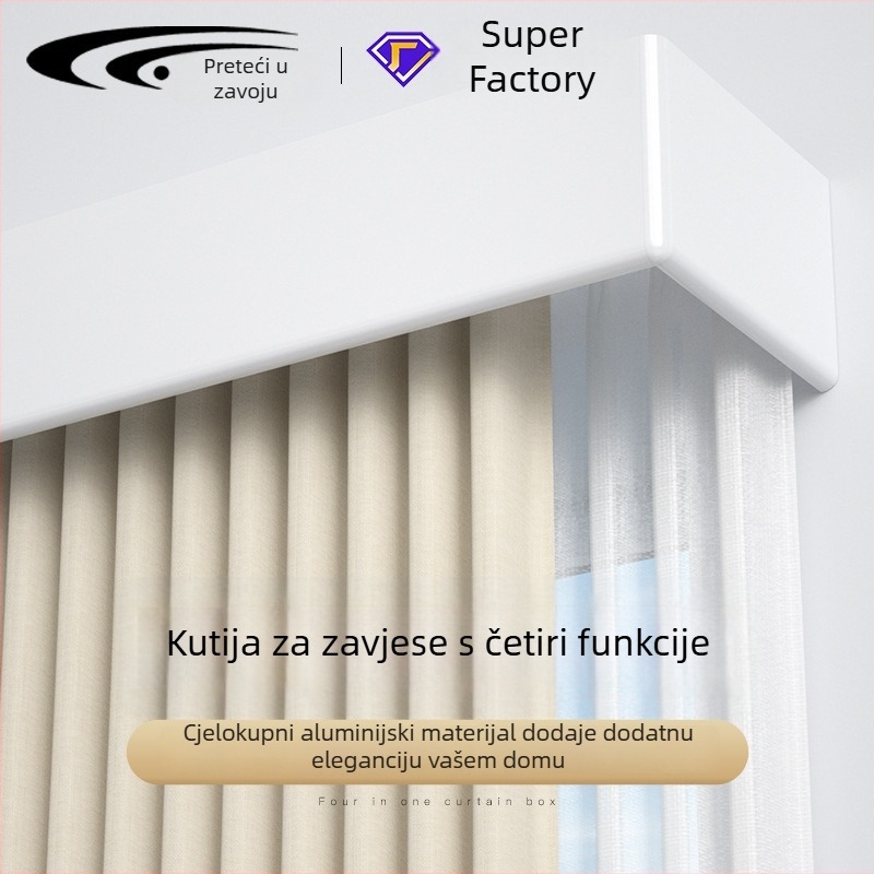 Kutija za zavjese s integriranim gornjim vodilom, tijelo od aluminijske legure, model 2000, marka Overtaking on Curve, stil moderni minimalizam